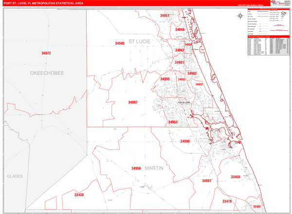 Port St. Lucie Metro Area Map Book Red Line Style